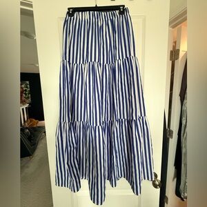 Blue and White Striped Women's Skirt